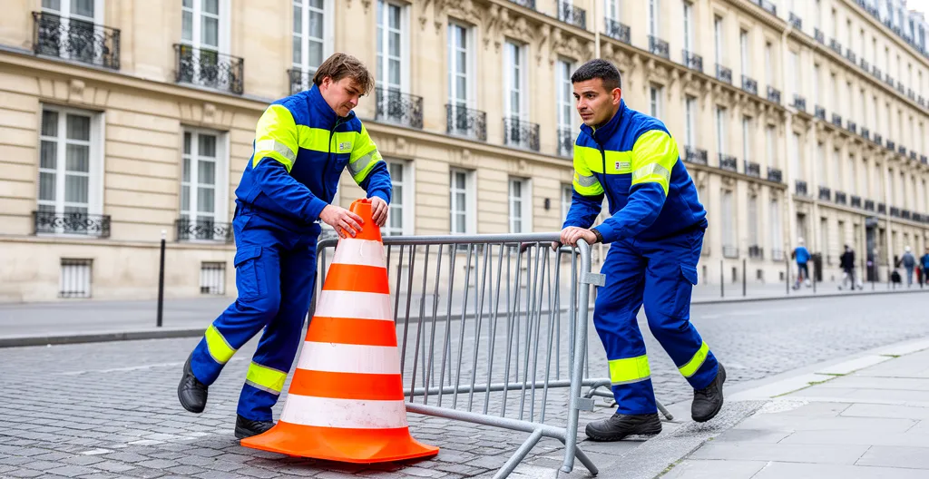 Installation de signalisation temporaire pour stationnement réservé